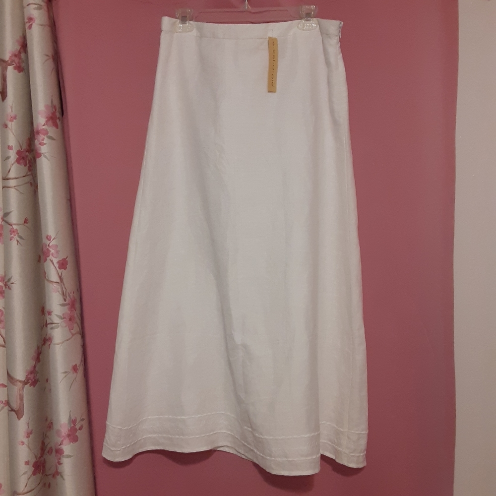 Ecologie 100% linen white skirt with lining size 10 zip up NWT